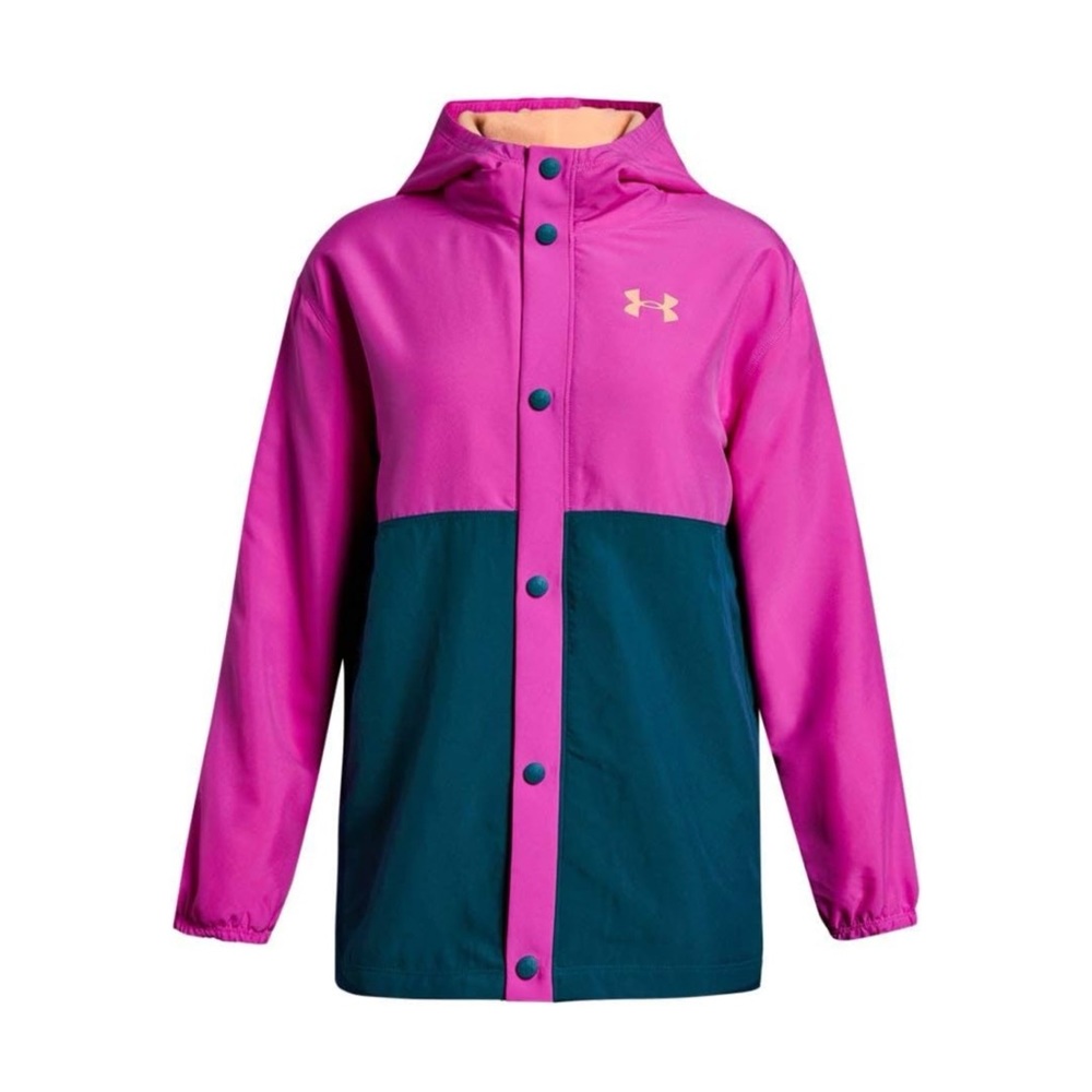 Under Armour Pink Orange & Navy UA Coaches Snap Closure Jacket Size YMD 10/12